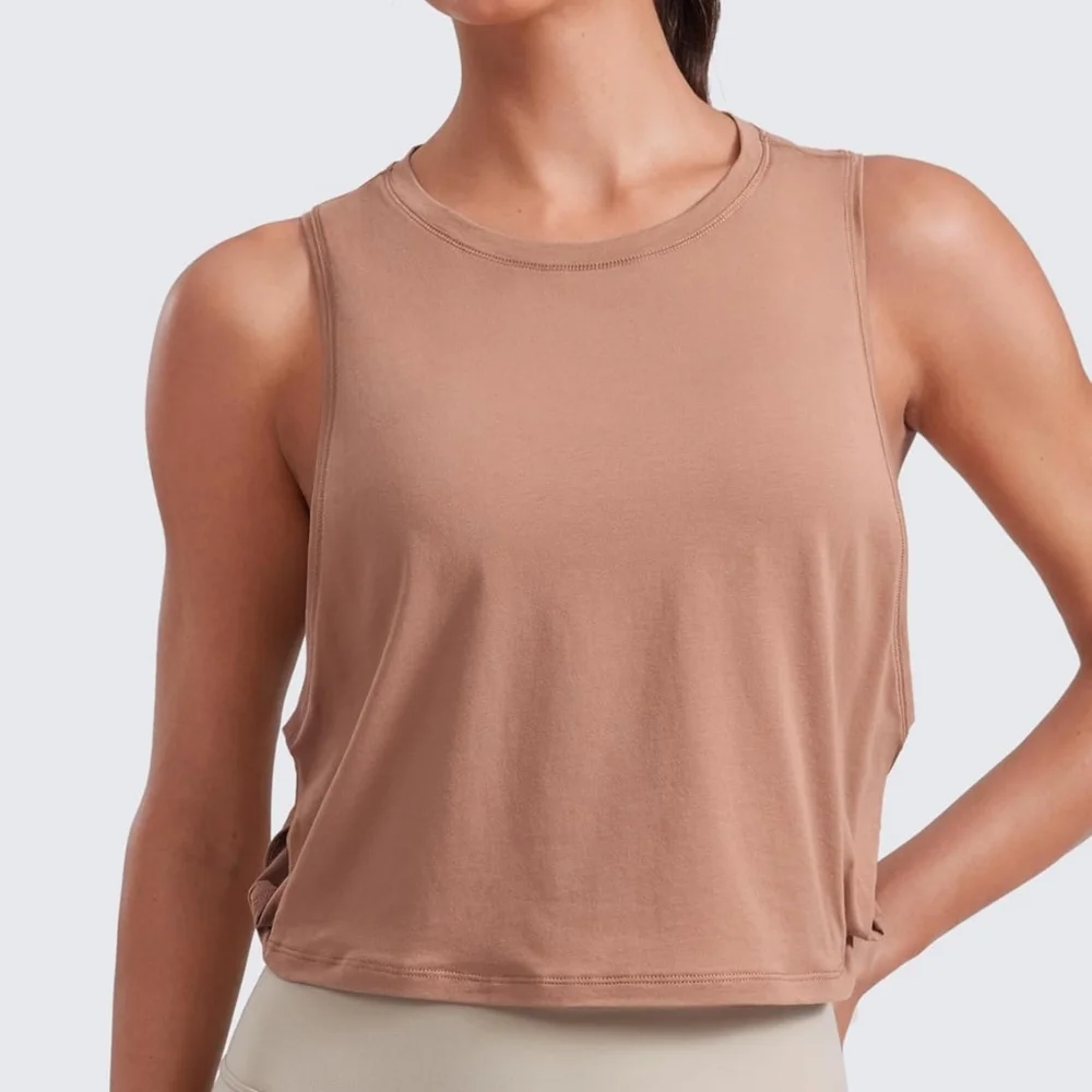 CRZ YOGA Pima Cotton Cropped Workout Tank Tops Women Medium - Picture 3 of 9